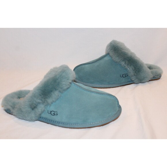 NIB UGG WOMEN'S SCUFFETTE II SUEDE SHEARLING SLIP ON SLIPPERS DEE GREEN SZ 7 - Picture 2 of 7